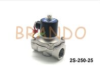 AC220V স্টেইনলেস স্টীল বায়ুসংক্রান্ত Solenoid ভালভ 2S-250-25 1 ইঞ্চি পোর্ট আকার