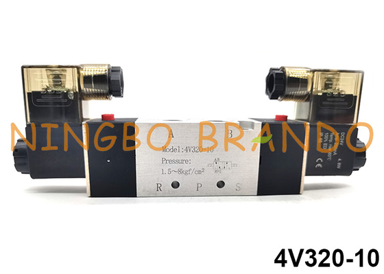 4V320-10 Airtac টাইপ ডাবল কন্ট্রোলার বায়ুসংক্রান্ত সোলেনয়েড ভালভ 5/2 উপায় 24V 220V