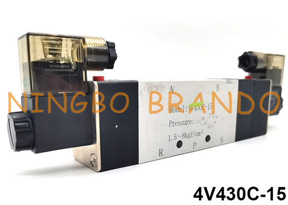 4V430C-15 5/3 ওয়ে এয়ারট্যাক টাইপ বায়ুসংক্রান্ত সোলেনয়েড ভালভ 24VDC 220VAC