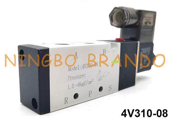 4V310-08 Airtac টাইপ একক কয়েল বায়ুসংক্রান্ত সোলেনয়েড ভালভ 5/2 উপায় DC24V AC220V