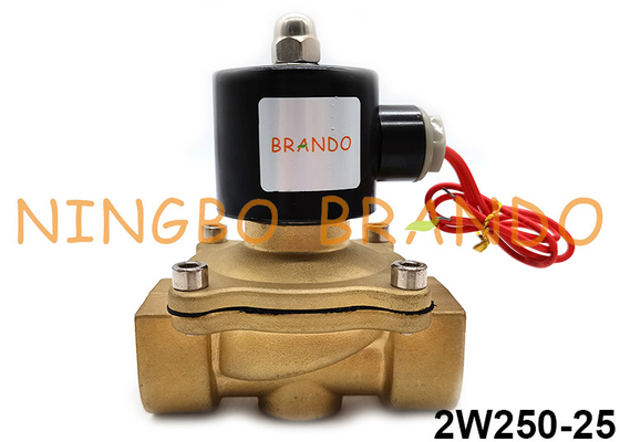 জল বায়ু গ্যাস তেলের জন্য 2W250-25 ব্রাস বৈদ্যুতিক সাধারণ বন্ধ সোলেনয়েড ভালভ 2 উপায়
