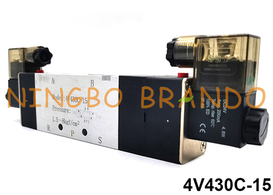 4V430C-15 Airtac টাইপ 5/3 পথ বন্ধ কেন্দ্র বায়ুসংক্রান্ত সোলেনয়েড ভালভ 24V 220V