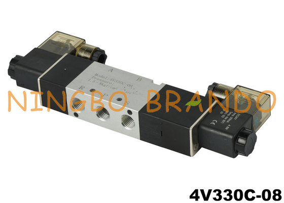 4V330C-08 ক্লোজ সেন্টার নিউমেটিক সোলেনয়েড ভালভ 5 ওয়ে 2 পজিশন 1/4''