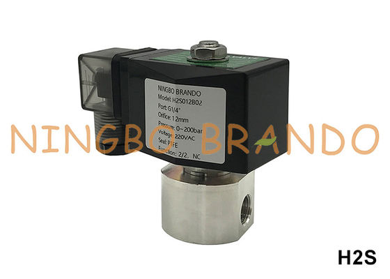 200 বার উচ্চ চাপ স্টেইনলেস স্টীল Solenoid ভালভ 1/8 '' 1/4 '' 12V 24V 110V 220V