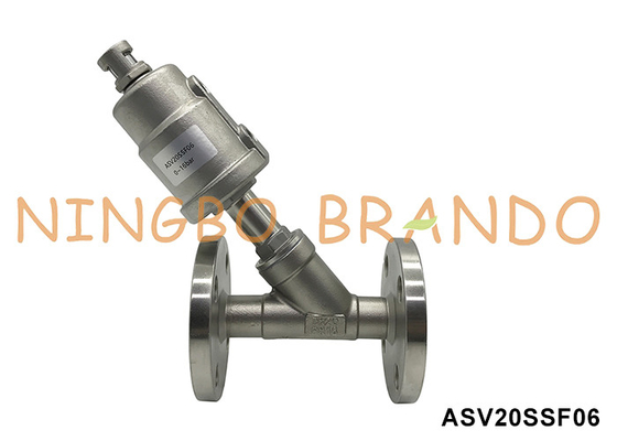 DN20 PN16 Pneumatic Flanged Angle Seat পিস্টন ভালভ ডাবল অ্যাক্টিং স্বাভাবিকভাবে বন্ধ