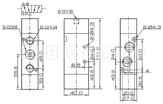 4A320-10 3/8'' নিউম্যাটিক ডাবল এয়ার পাইলট ভ্যালভ 5/2 ওয়ে