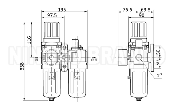 AC5010-06 AC5010-10 SMC প্রকার বায়ুসংক্রান্ত বায়ু ফিল্টার সংমিশ্রণ F.R.L. ইউনিট