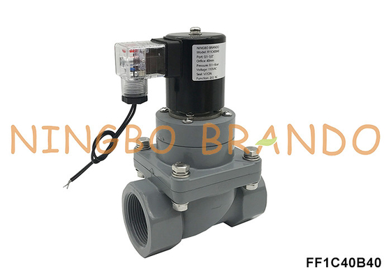 1-1/2'' DN40 অ্যান্টি-কোরোশন সিপিভিসি সোলিনয়েড ভালভ রাসায়নিক অ্যাসিডের জন্য 220V 24V