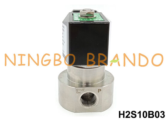 3/8' উচ্চ চাপ স্টেইনলেস স্টীল Solenoid ভালভ 100 বার 220VAC 70 বার 24VDC