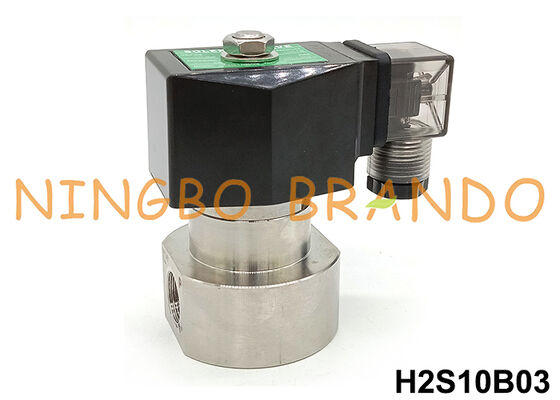3/8' উচ্চ চাপ স্টেইনলেস স্টীল Solenoid ভালভ 100 বার 220VAC 70 বার 24VDC