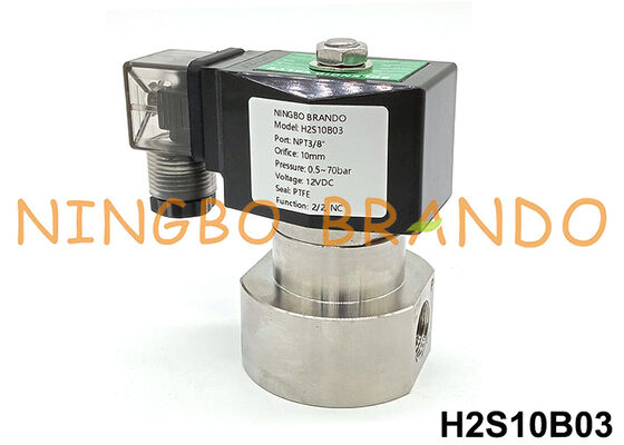3/8' উচ্চ চাপ স্টেইনলেস স্টীল Solenoid ভালভ 100 বার 220VAC 70 বার 24VDC