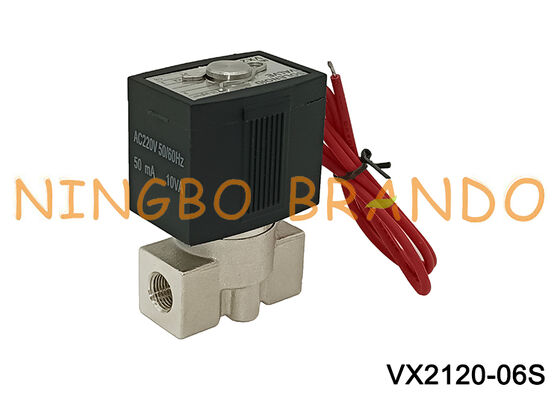 এসএমসি টাইপ Vx2120 1/4'' 2/2 উপায় স্টেইনলেস স্টিল সোলেনয়েড ভালভ 220V 24V