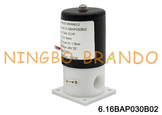 অ্যাসিড ক্ষার ক্ষয় প্রতিরোধের বিচ্ছিন্নতার জন্য 1/4'' PTFE সোলেনয়েড ভালভ