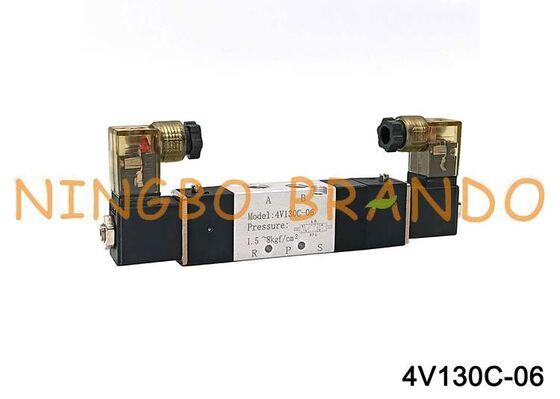 Airtac প্রকার 4V130C-06 সোলেনয়েড এয়ার ভালভ 3 অবস্থান 5 পোর্ট 1/8'' বায়ুসংক্রান্ত নিয়ন্ত্রণ ভালভ
