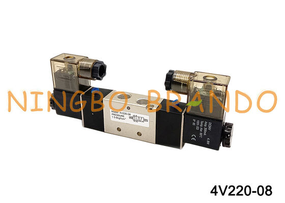 4V220-08 সোলেনয়েড এয়ার ভালভ 2 পজিশন 5 ওয়ে DC24V 12V AC220V AC110V