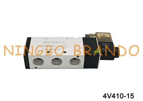 AIRTAC টাইপ 1/2'' সোলেনয়েড এয়ার ভালভ 4V410-15 12V 24V 110V 220V সিঙ্গেল কয়েল 2 পজিশন 5 ওয়ে