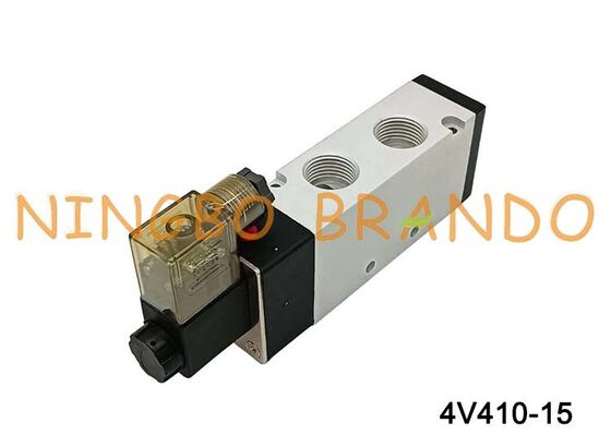AIRTAC টাইপ 1/2'' সোলেনয়েড এয়ার ভালভ 4V410-15 12V 24V 110V 220V সিঙ্গেল কয়েল 2 পজিশন 5 ওয়ে
