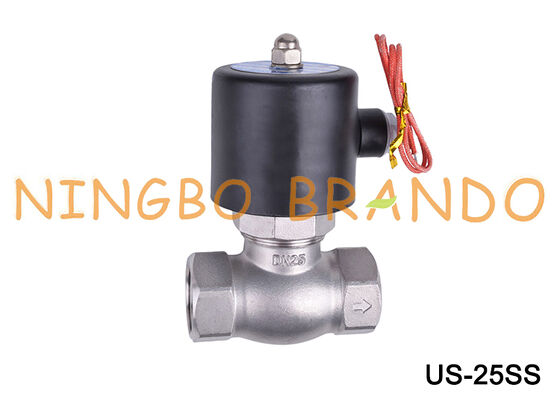 US-25 1'' DN25 উচ্চ তাপমাত্রা স্টেইনলেস স্টীল বাষ্প সোলেনয়েড ভালভ 24V 220V