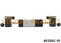3/8 '' এনপিটি বিএসপিটি 4V330C-10 বৈদ্যুতিক ডাবল সোলোনয়েড বায়ুসংক্রান্ত ভালভ 5 পোর্ট 3 পজিশন