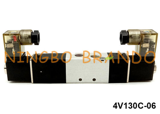 1/8 '' 4V130C-06 5/3 ওয়ে বায়ুসংক্রান্ত সোলেনয়েড ভালভ এয়ারট্যাক টাইপ 220V