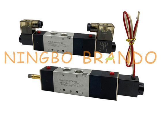 4V330C-10 3/8 ইঞ্চি 5/3 ওয়ে ডাবল সোলোনয়েড বায়ুসংক্রান্ত এয়ার কন্ট্রোল ভালভ