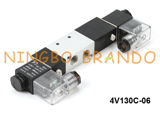 4V130C-06 এয়ারট্যাকের প্রকার 5/3 ওয়ে বায়ুসংক্রান্ত সোলেনয়েড ভালভ 24 ভিডিসি 220VAC