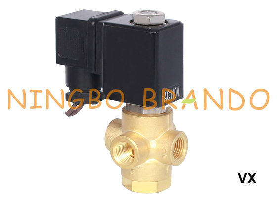 1/8 &quot;1/4&quot; 3 ওয়ে ব্রাস সোলেনয়েড ভালভ সাধারণত 12V 24V 110V 220V খুলুন