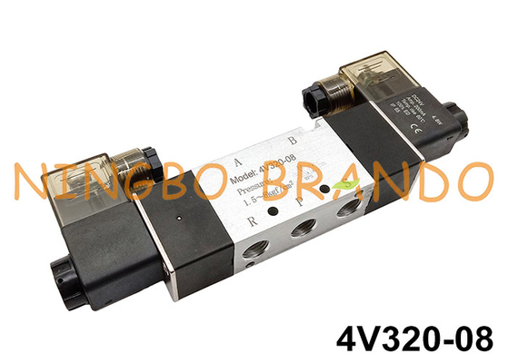 4V320-08 1/4'' ডাবল সোলেনয়েড বায়ুসংক্রান্ত ভালভ DC12V DC24V AC220V