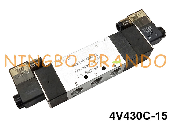 4V430C-15 5পোর্ট 3পজিশন নিউমেটিক সোলেনয়েড ভালভ DC24V AC220V