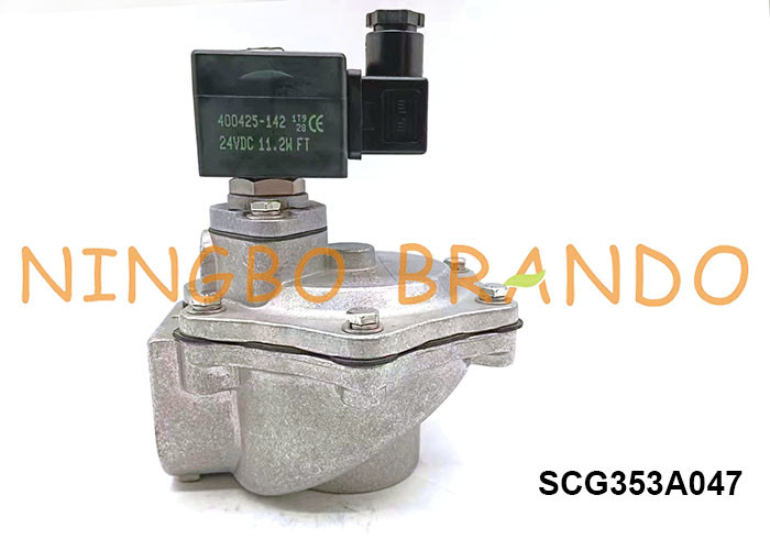 1.5&quot; SCG353A047 সমকোণ ডায়াফ্রাম ইন্টিগ্রাল পাইলট পালস ভালভ 12VDC 24VDC 110VAC 220VAC