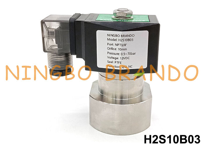 3/8' উচ্চ চাপ স্টেইনলেস স্টীল Solenoid ভালভ 100 বার 220VAC 70 বার 24VDC