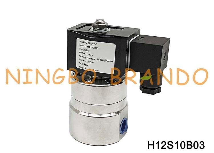 DN10 3/8 ইঞ্চি 300 বার উচ্চ চাপ সোলেনয়েড ভালভ স্টেইনলেস স্টীল 220V 24V