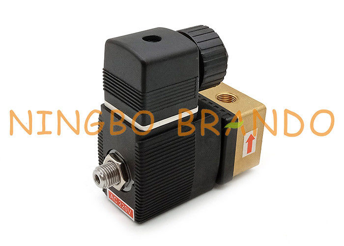AC110V DC24V 1/4 '' 1/8 '' ইঞ্চি থ্রেড 3 ওয়ে 6014 ব্রাস সোলোনয়েড ভালভ