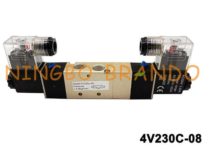 AirTAC টাইপ PT1/4 4V230C-08 Solenoid ভালভ 220V AC 24V DC 5/3 উপায়
