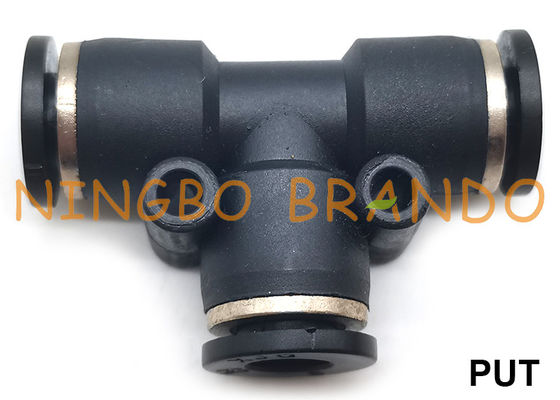 PUT ইউনিয়ন টি প্লাস্টিক বায়ুসংক্রান্ত পায়ের পাতার মোজাবিশেষ ফিটিং 3 উপায় 1/8'' 1/4'' 3/8'' 1/2''