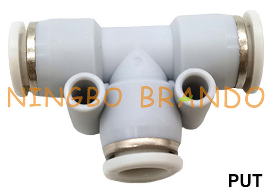 পুট 3 ওয়ে ইউনিয়ন টি টি টি টাইপ পুশ ইন টিউব নিউমেটিক হোস ফিটিং 1/8'' 1/4'' 3/8'' 1/2''