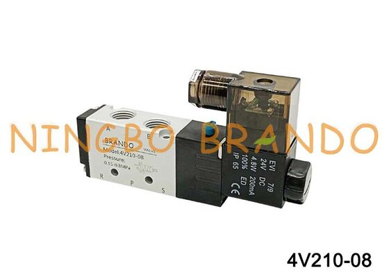 Airtac টাইপ 4V210-08 বায়ুসংক্রান্ত সোলেনয়েড ভালভ 5/2 উপায়