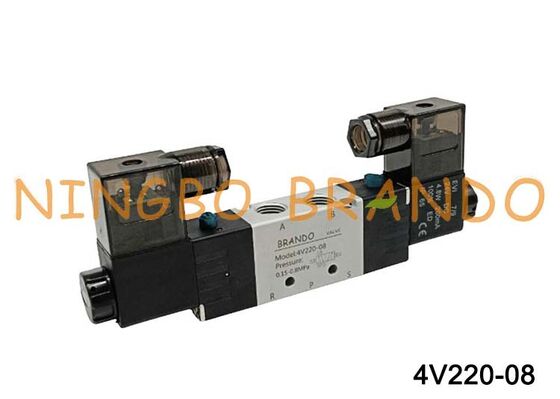 Airtac টাইপ 4V220-08 বায়ুসংক্রান্ত সোলেনয়েড ভালভ 5/2 উপায়