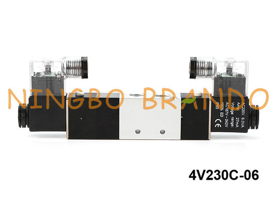 4V230C-06 এয়ারট্যাক প্রকারের বায়ুসংক্রান্ত সোলেনয়েড ভালভ 5 ওয়ে 3 অবস্থান 24V 220V