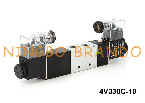 4V330C-10 এয়ারট্যাক প্রকারের বায়ুসংক্রান্ত সোলেনয়েড ভালভ 5/3 ওয়ে 24 ভি ডিসি 220V এসি